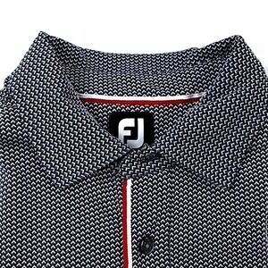 FootJoy Golf Polo Shirt, Gray Geometric Print Short Sleeve Athletic Top, Mens XL